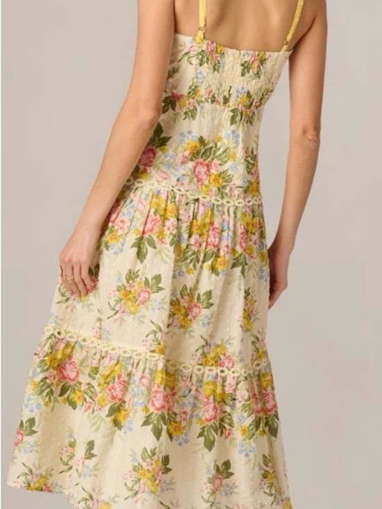 Adrianna Papell Dresses & Skirts - Adrianna Papell Cream Midi Dress with Pink & Yellow Floral Print
